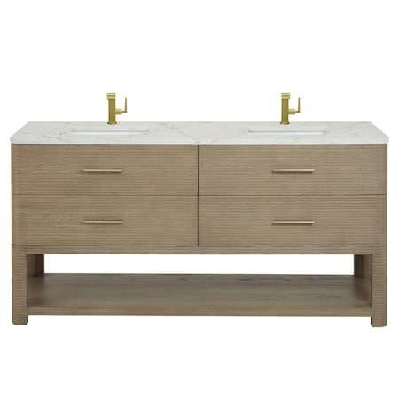 James Martin Vanities Lucian 72in Double Vanity, Carbon Oak w/ 3 CM Victorian Silver Quartz Top D704-V72-PBO-3VSL